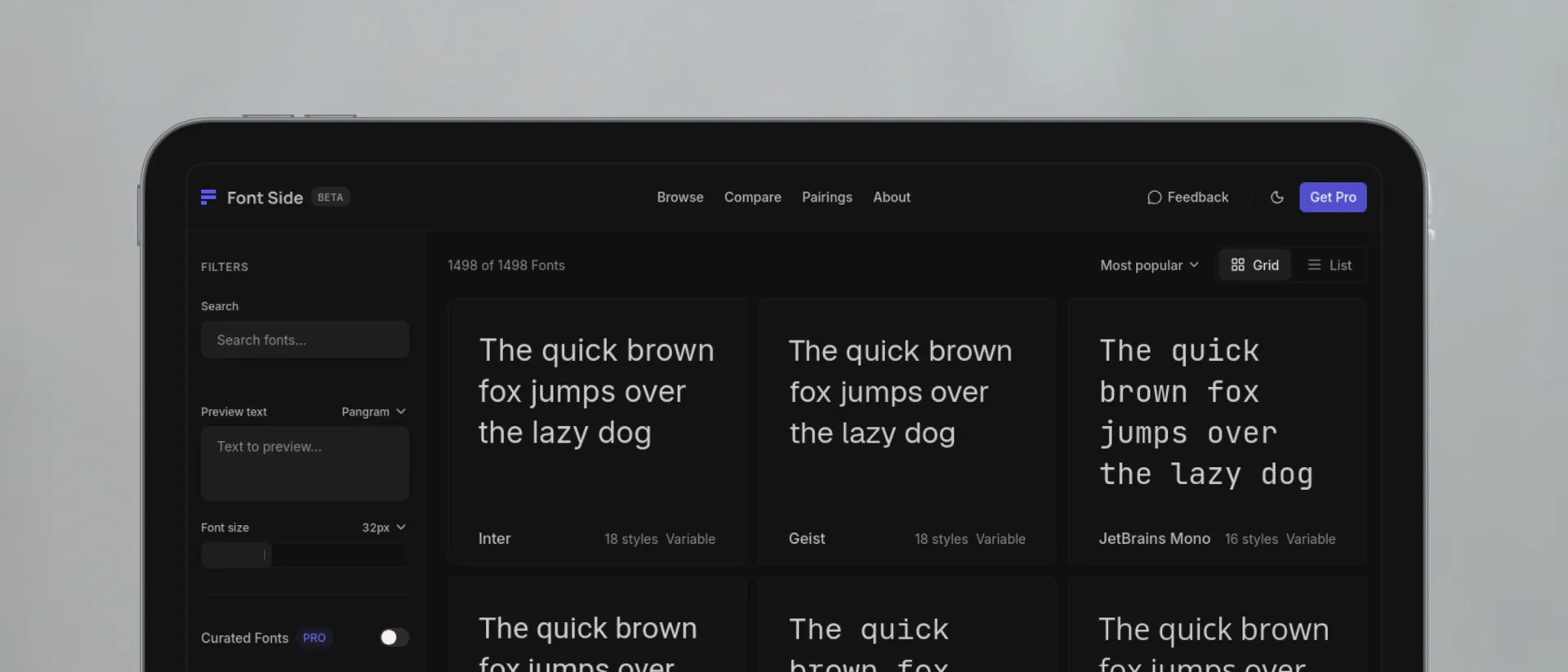 FontSide — Font Discovery Platform